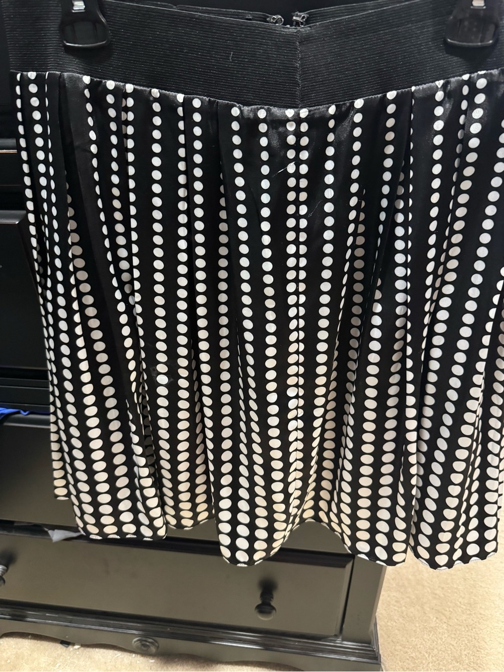 White House Black Market Black and White Polka Dot Skater Skirt